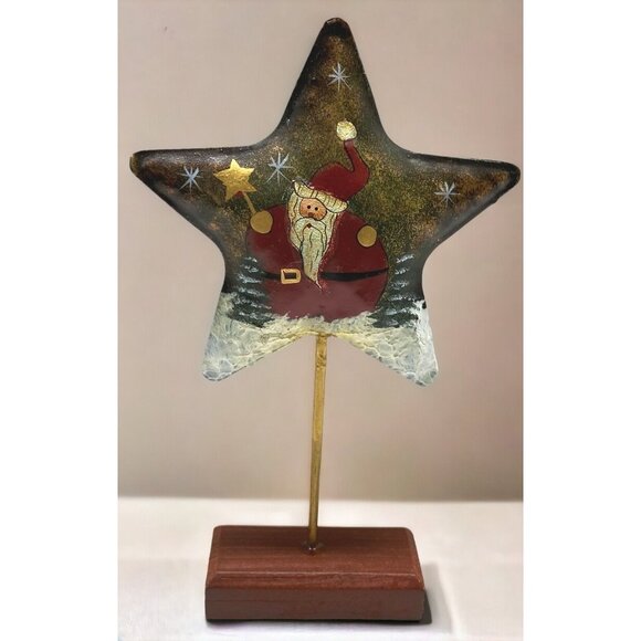 Santa Claus Star Wand Christmas Tabletop Decor Folk Art Country Rustic - Picture 1 of 7